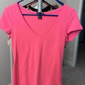 H&M Pink Fitted Short Sleeve T-Shirt